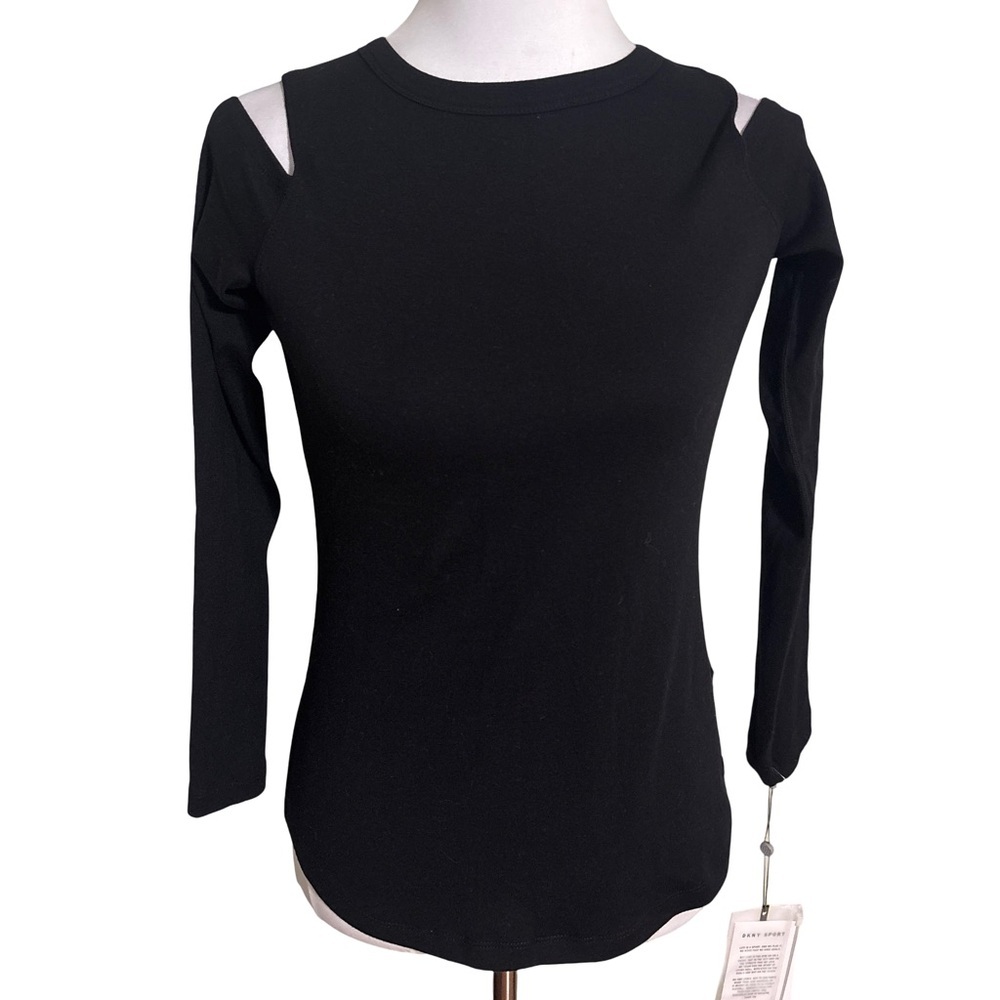 DKNY Black Cutout Shoulder Blouse